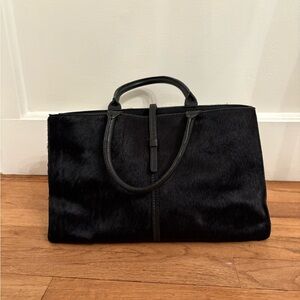 Elegant Black Horsehair Handbag